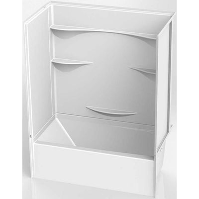 Varia 30 in. x 60 in. x 76 in. AcrylX Acrylic Finished 4-Piece Bath and Shower Kit with Right Drain in White - Super Arbor