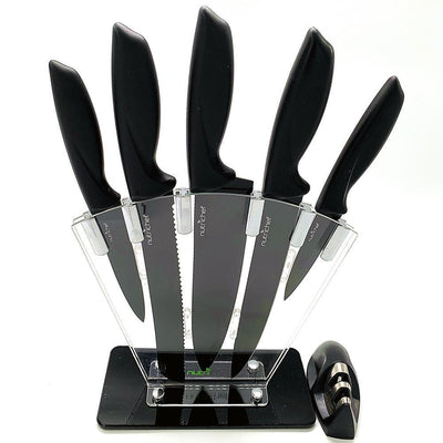 7-Piece Stainless Steel Precision Kitchen Knife Set with Block Stand - Super Arbor
