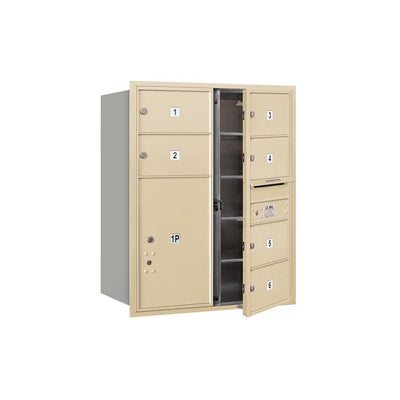 3700 Horizontal Series 6-Compartment with 1-Parcel Locker Recessed Mount Mailbox - Super Arbor