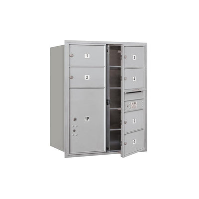 3700 Horizontal Series 6-Compartment with 1-Parcel Locker Recessed Mount Mailbox - Super Arbor